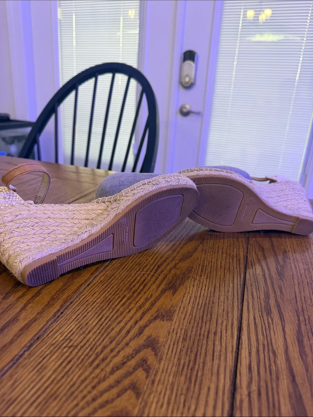 Lorena Espinoza Design Gray Suede Wedge Espadrilles with Tan Ankle Strap